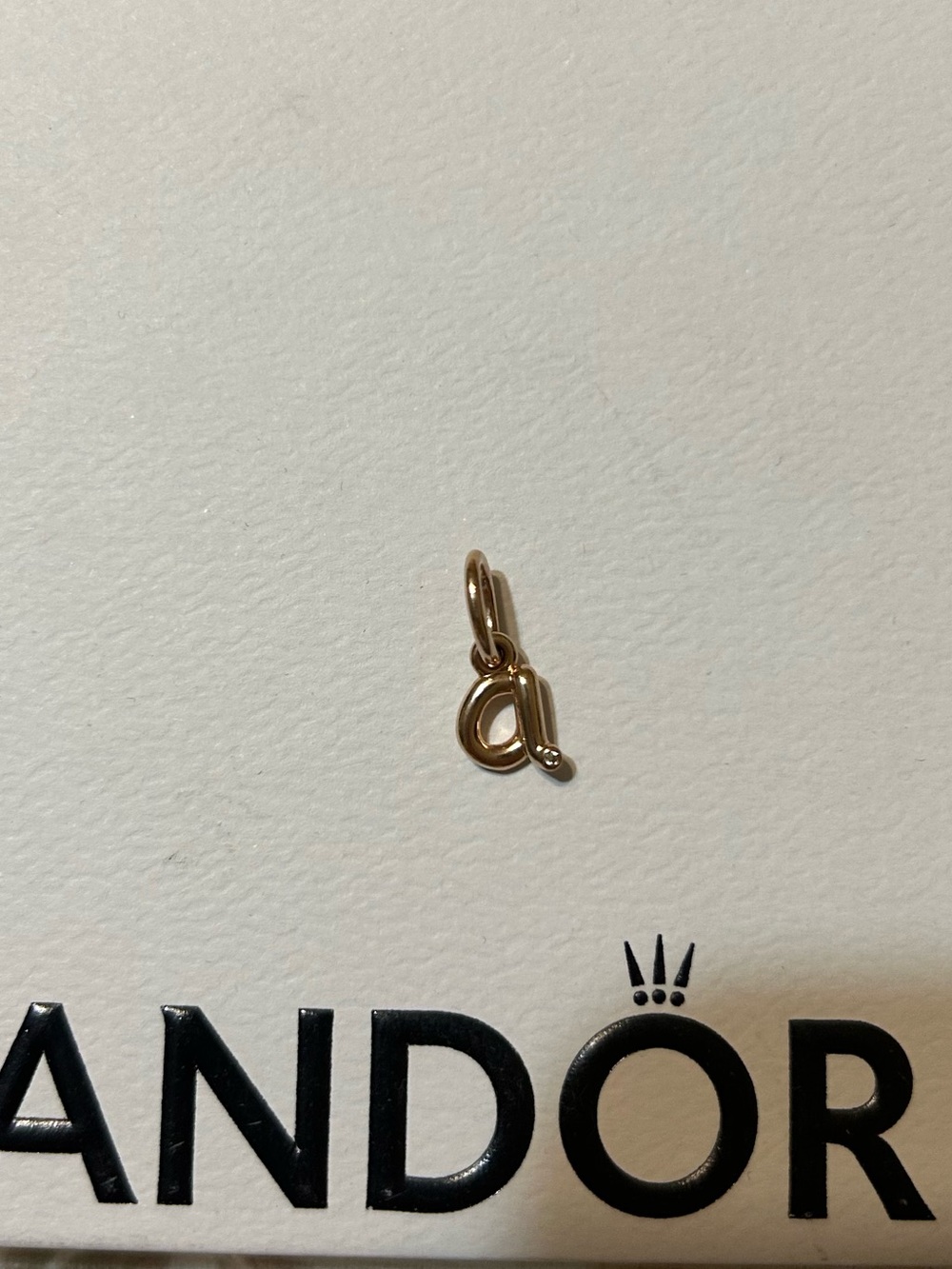 Authentic Pandora 14K Rose Gold Plated Letter “A” Script CZ Dangle Charm